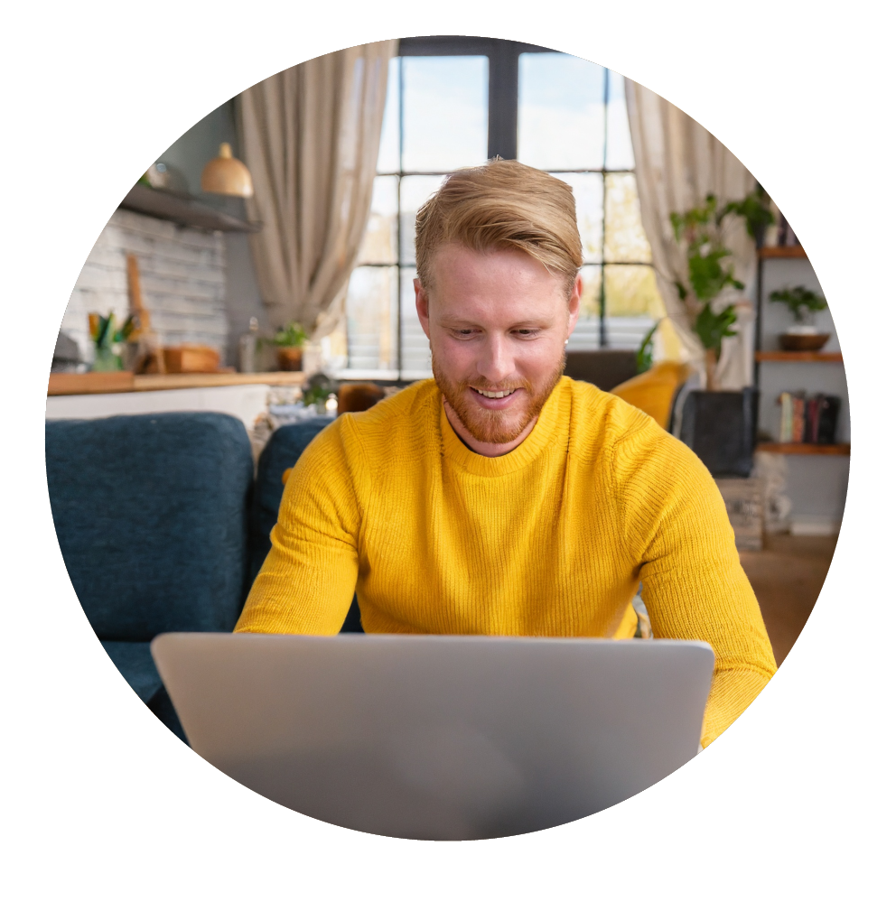 Man on laptop - self employed pensions